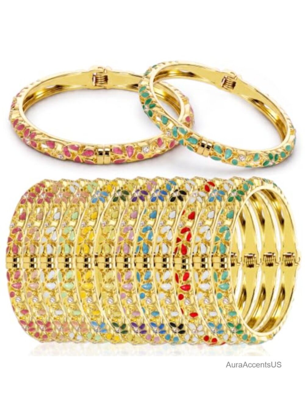 12-Piece Indian Meenakari Bangle Set Women Wedding Gift Stacking Bracelets